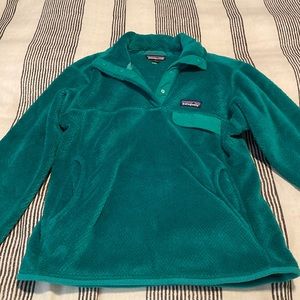 Green Patagonia 1/4 Zip, button down with Kangaroo pocket and small chest pocket